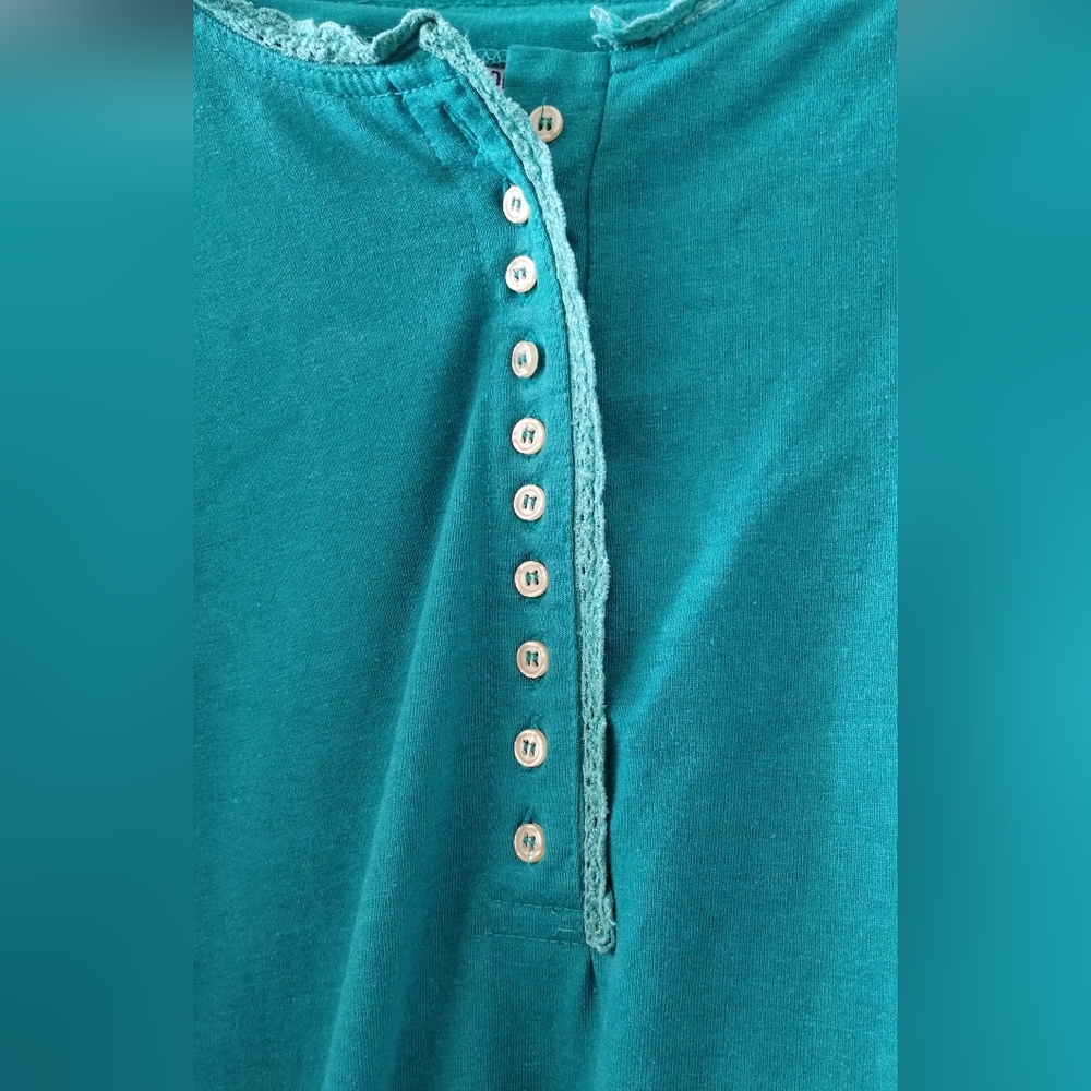 โข Lauren Brooke Women L Green inner shoulder pads Long Sleeve 10 Buttons Top - Picture 9 of 11